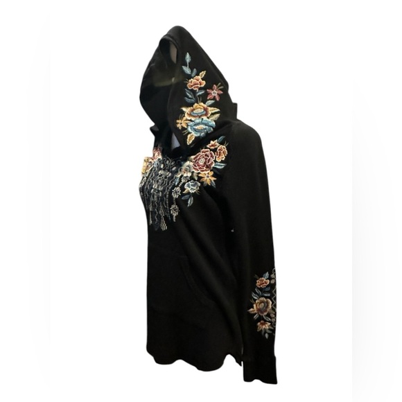 Johnny Was Embroidered Floral Bohemian Reverse Stitch Pullover Hoodie size S - Picture 3 of 13